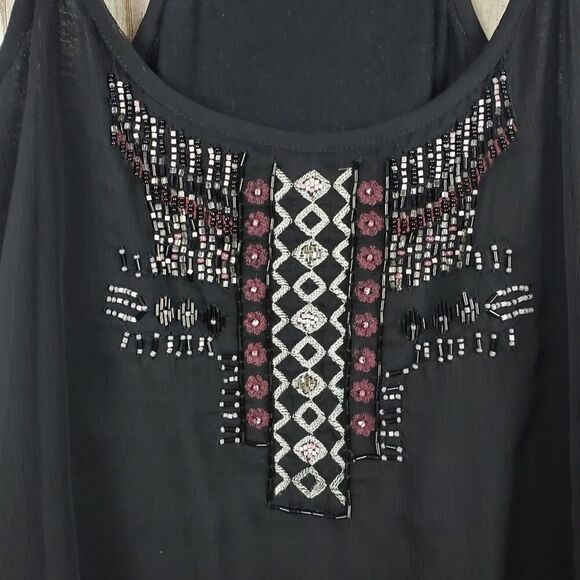 American Eagle Outfitters Beaded Tank Top Black Small - Picture 5 of 10